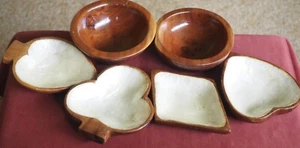 4 Vintage Mother Pearl Inlay Wood Bowls Card Shapes Diamond, Club, Heart, Spade. - Picture 1 of 19