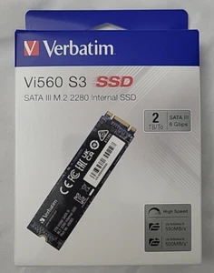 Verbatim 2TB Vi560 M.2 SATA III Internal SSD 550 MB/s Maximum Read Transfer Rate - Picture 1 of 2