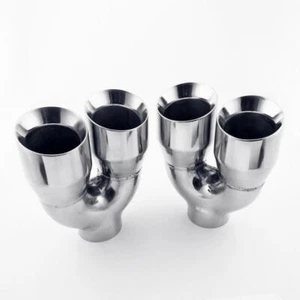 Quad 4" Out Exhaust Tailpipe Tips 3" Inlet Angle Cut 9" Long Stainless Steel - Bild 1 von 7