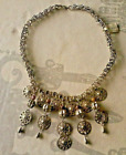 1980's Silver Tone Round COIN Ethnic TRIBAL BoHo RUNWAY Necklace