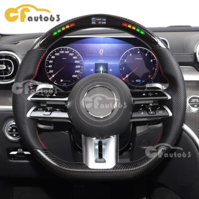 LED Carbon Fiber Steering Wheel for Mercedes-Benz AMG G63 C200 GLE E63s C43 21+ - Image 1 of 4