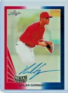 Nolan Gorman 2019 Leaf Metal Draft Red White & Blue Refractor Auto Card #2/10  - Picture 1 of 1