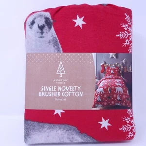 Kirkton House Weihnachten Rentier Neuheit 100 % gebürstete Baumwolle Einzelbettwäscheset - Bild 1 von 4