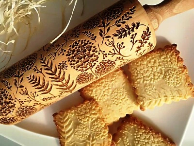 Dandelion Carved Rolling Pin Embossing Dough roller Cookie Mold Cake Baking - Image 1 of 4