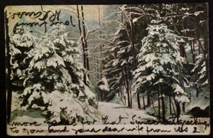 Postcard Germany 1909 Rare Berlin to Chicago Snowy Forest Scene Stamp - Picture 1 of 6