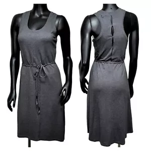 Lole Womens S Grey Tank Dress Cutout Back Tie Belt UPF50+ Moisture Wicking - Picture 1 of 10