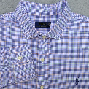 Polo Ralph Lauren Shirt Mens XL Blue Plaid Button Up Long Sleeve - Picture 1 of 17