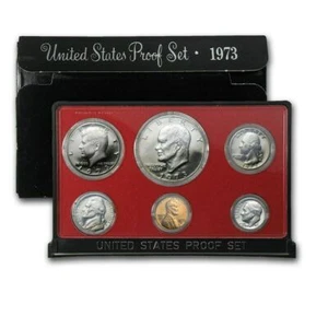 1973 S U.S. Mint Clad Proof Set COINS PENNY NICKEL DIME QUARTER HALF OGP - Picture 1 of 1
