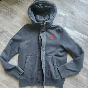 Abercrombie & Fitch Vintage Men Muscle Slim Fit Zip Hoodie Sz XL Gray Heavy Cozy - Picture 1 of 24