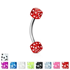 Würfel Augenbrauenstange gebogene Langhantel Piercing Ring Chirurgenstahl - Bild 1 von 9