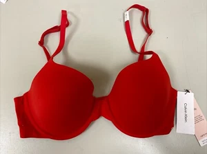 CALVIN KLEIN Perfectly Fit Bra Red Lightly Lined Full Coverage NWT - Picture 1 of 5