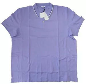 Calvin Klein Men's Polo Shirt Knit Top Madras Purple Slim Fit Size 2X-Large New - Picture 1 of 3