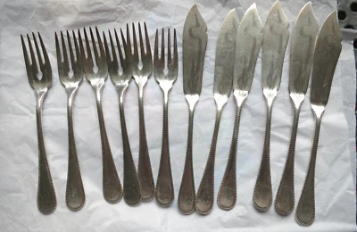 Vintage Fischbesteck, C. B. Schröder, Düsseldorf, 12-teilig, Silberauflage 90 - Bild 1 von 4