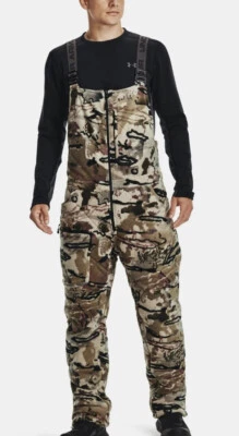 NWT Men's MEDIUM Under Armour Barren Camo Rut Bibs Windproof Microfleece Bib - Image 1 of 4
