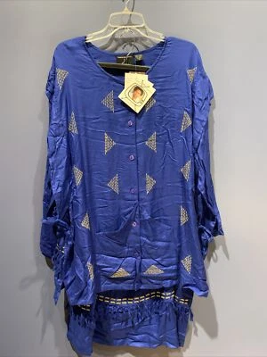 2X Compras con Anthony, Falda Traje Azul Dorado Artesano, Nuevo Con Etiquetas De Colección Foto 1 de 4