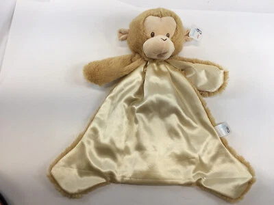 全新 Gund Baby G 毛绒 猴子 Lovey 缎面安全毯 米色 奶油 18 英寸 长 — 第 1/4 张图片