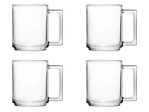 Klarglas Kaffeetassen 4er Set mit großem Griff für Tee Milch heiße kalte Getränke - Bild 1 von 3