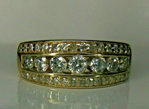 2.5Ct Real Moissanite Men's Wedding Channel Set Band Ring 14K Yellow Gold Finish - Picture 1 of 4