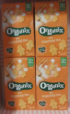 4 X Organix Mini Gingerbread Men Organic No Junk 125g (5 X 25g) Per Box =20 Bags • 10.95£