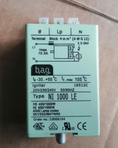 ACCENDITORE IGNITER NI 1000 LE per lampade HS 400/100W e HI 400/1000W 220-240V - Foto 1 di 1