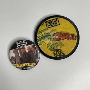 Set Of 2 Vintage Men At Work 1980’s Lenticular Lapel Buttons Pins Collector - Picture 1 of 10