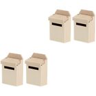  4 Pcs Wooden Mini Mailbox Miniature Funiture Model Doll House Furniture