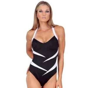 Traje de baño InstantFigure para mujer negro blanco dos tonos de una pieza nuevo con etiquetas talla 12 - Imagen 1 de 8