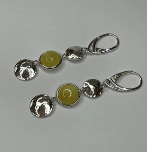 Genuine BALTIC AMBER Earrings with Sterling Silver.YELLOW Color AMBER EARRINGS - Picture 1 of 11