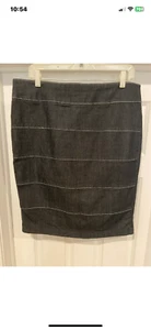 Bisou Bisou Denim Skirt with Silver Accent Zipper in the Back Size 16 - Picture 1 of 2