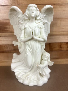 Partylite Angel Of Light White Bisque 8" Tall Candle Holder Spiritual - Picture 1 of 12