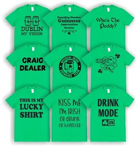 St Patrick's Day T-Shirts Choose Logo Shenanigans Irish Drinking Humour Shamrock - Picture 1 of 26