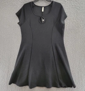 24seven Comfort Apparel Plus Size Keyhole Neck Dress Women's 3X Black Pullover - Picture 1 of 14