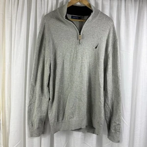 Nautica Men’s XXL 1/4 Zip Pull Over Grey Sweater Jumper Work Business Casual - Foto 1 di 4
