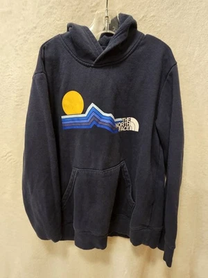 The North Face 男孩营地羊毛套衫连帽衫图形海军蓝小号男孩 12 — 第 1/4 张图片