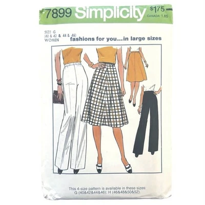 Simplicity Vintage 1977 Sewing Pattern 7899 Women’s 40-46 Skirt And Pants Uncut  - Image 1 of 4