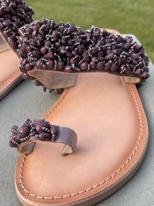 TORGEIS Boutique NEW YORK Purple Plum Bead Jesus Toe Sandals NEW 10 ❤️blt15m22 - Picture 1 of 10