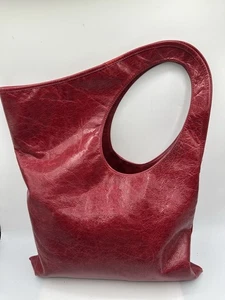 o. molchanova Red Distressed Leather Hobo Shoulder Handbag - Picture 1 of 11
