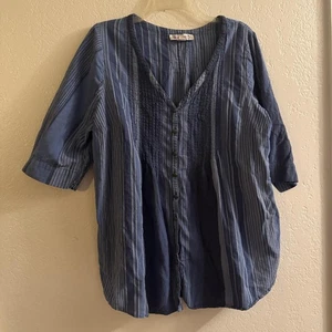 Roaman's Shirt Damen 20 W blau gestreift Knopfleiste 3/4 Arm Baumwolle Übergröße - Bild 1 von 10