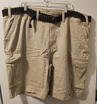 The Foundry British Khaki Cargo Shorts With Belt 100% Cotton Men's Size 50 NWT - Image 1 of 4