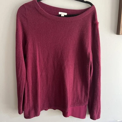 Suéter de cachemir de manga larga para mujer Garnet Hill talla mediana granate Foto 1 de 4