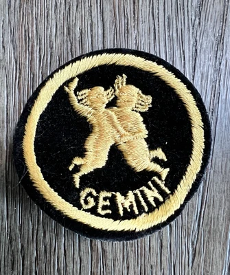 True Vintage Embroidered Sew-On Patch Zodiac Sign Astrology GEMINI - Image 1 of 3