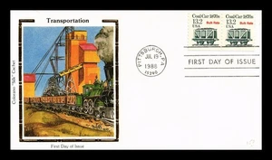 DR JIM STAMPS US COVER RAILROAD COAL CAR TRANSPORTATION SERIES FDC COLORANO SILK - Picture 1 of 2