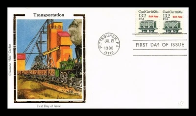 DR JIM STAMPS US COVER RAILROAD COAL CAR TRANSPORTATION SERIES FDC COLORANO SILK - Image 1 of 2