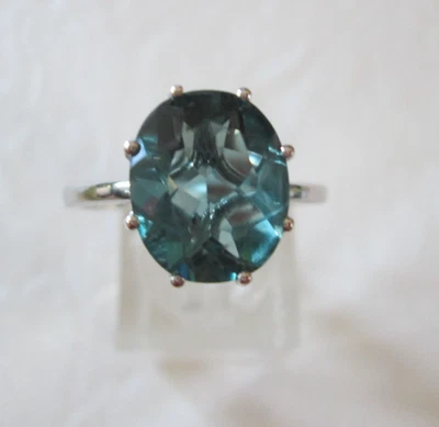 Anillo D'Joy Dean Belgian verde azulado fluorita (IR) platino sobre plata esterlina (talla 10) Foto 1 de 4