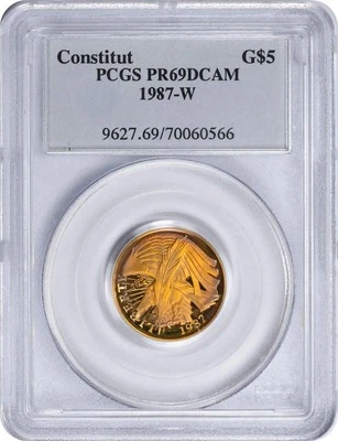 1987-W Constitution $5 Gold Five Dollar Proof Commemorative PR69DCAM PCGS - Image 1 of 2