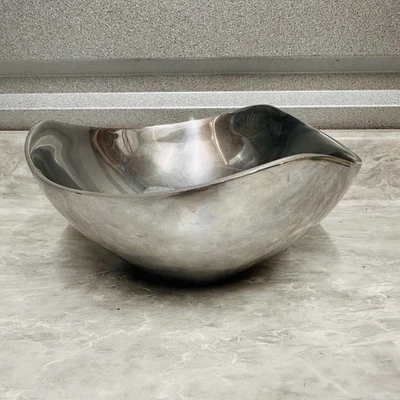 Tigela de canto tripla liga de alumínio vintage Nambe Classic #528 1967 grande 11" - Imagem 1 de 4