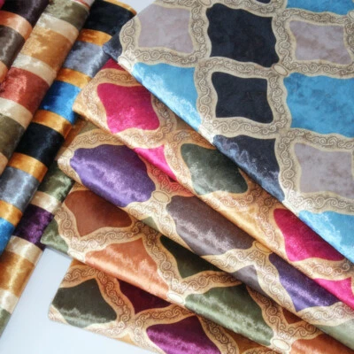 Dick samt Stoff Blumenmuster Gestreift Tischtuch Sofa Kissenbezug DIY Material - Bild 1 von 4