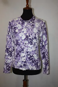 Lands' End Gr. XS 2-4 Supima Baumwolle Strick lila Blumen Knopf Cardigan Pullover - Bild 1 von 6