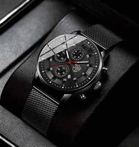 Deyros Black Mens Watch Wristwatch Brand New Designer - Picture 1 of 3