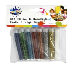 8 x Craft Glitter Assorted Colours Color In Plastic Storage Tubes Art Confetti - Picture 1 of 1